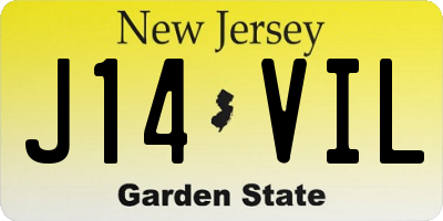 NJ license plate J14VIL