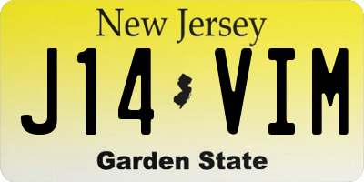 NJ license plate J14VIM