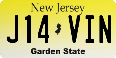NJ license plate J14VIN