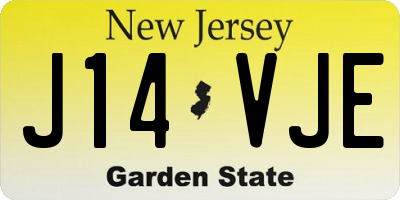 NJ license plate J14VJE