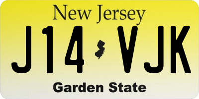 NJ license plate J14VJK