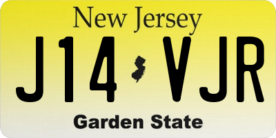 NJ license plate J14VJR