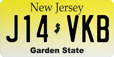 NJ license plate J14VKB