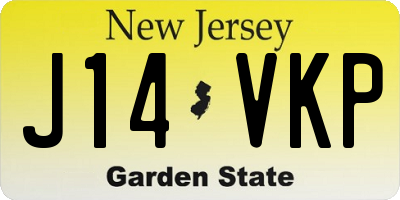 NJ license plate J14VKP