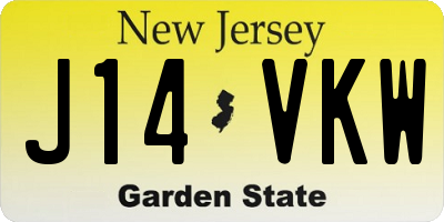 NJ license plate J14VKW