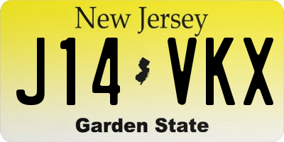 NJ license plate J14VKX