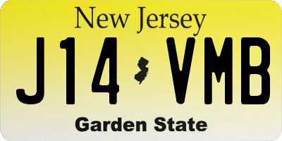 NJ license plate J14VMB