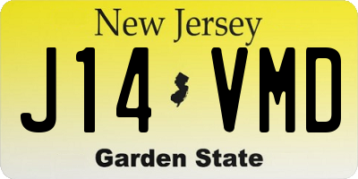 NJ license plate J14VMD