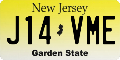 NJ license plate J14VME