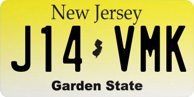NJ license plate J14VMK