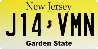 NJ license plate J14VMN
