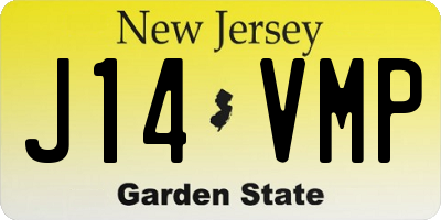 NJ license plate J14VMP
