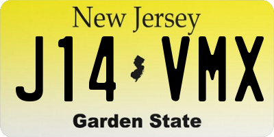 NJ license plate J14VMX