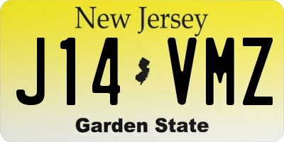NJ license plate J14VMZ