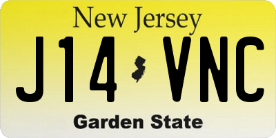 NJ license plate J14VNC