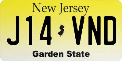 NJ license plate J14VND