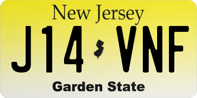 NJ license plate J14VNF