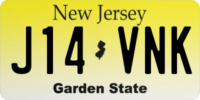 NJ license plate J14VNK