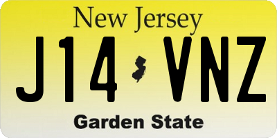 NJ license plate J14VNZ