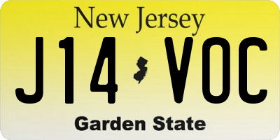 NJ license plate J14VOC