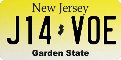 NJ license plate J14VOE