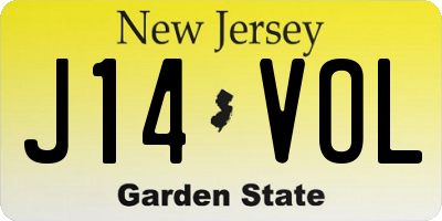 NJ license plate J14VOL