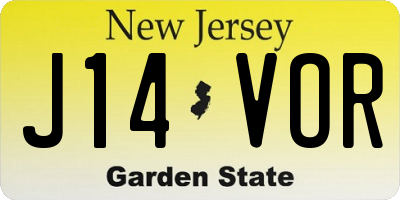 NJ license plate J14VOR