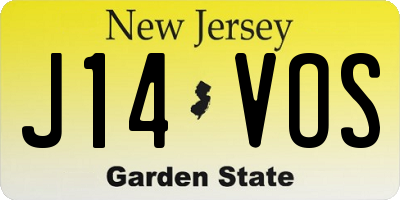 NJ license plate J14VOS