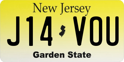 NJ license plate J14VOU