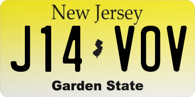 NJ license plate J14VOV