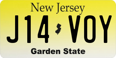 NJ license plate J14VOY