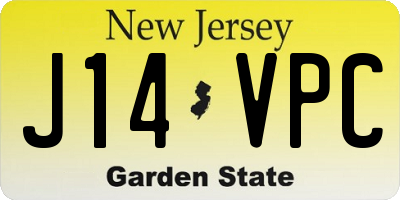 NJ license plate J14VPC