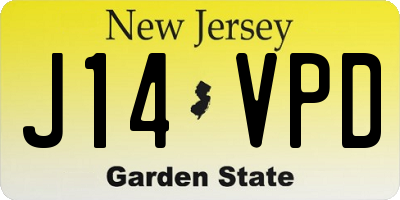 NJ license plate J14VPD