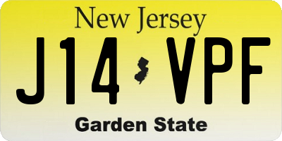 NJ license plate J14VPF