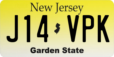 NJ license plate J14VPK