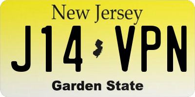 NJ license plate J14VPN