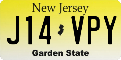 NJ license plate J14VPY