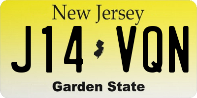 NJ license plate J14VQN