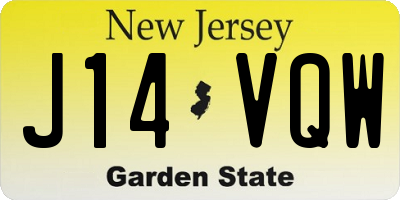 NJ license plate J14VQW