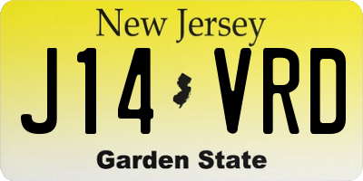 NJ license plate J14VRD