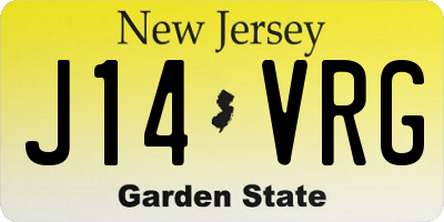 NJ license plate J14VRG