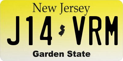 NJ license plate J14VRM