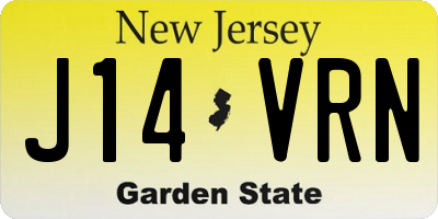 NJ license plate J14VRN