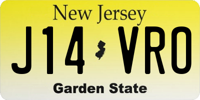NJ license plate J14VRO