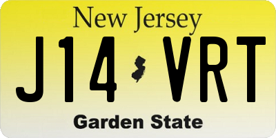 NJ license plate J14VRT