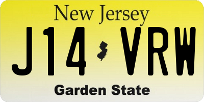 NJ license plate J14VRW