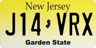 NJ license plate J14VRX