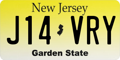 NJ license plate J14VRY