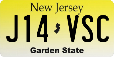 NJ license plate J14VSC