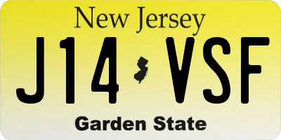 NJ license plate J14VSF